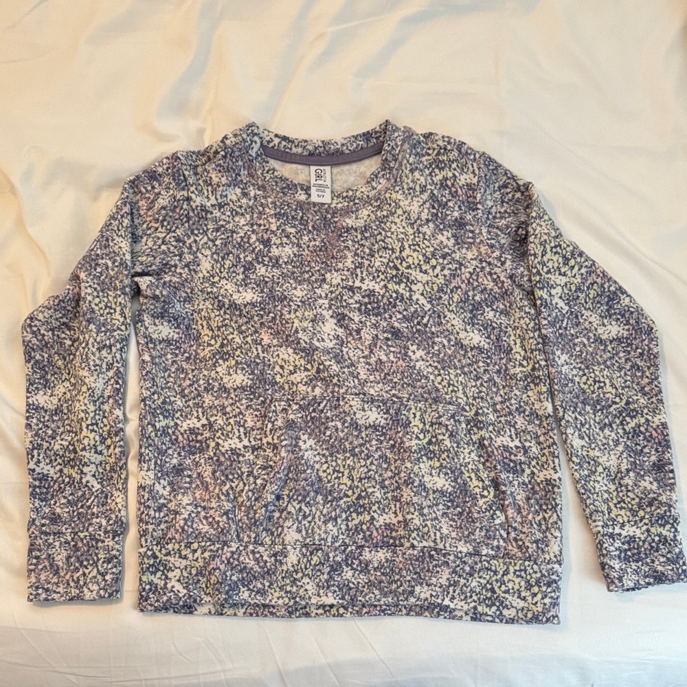 Athleta Kids Speckled Crewneck Sweatshirt - Purple, Yellow, Pink